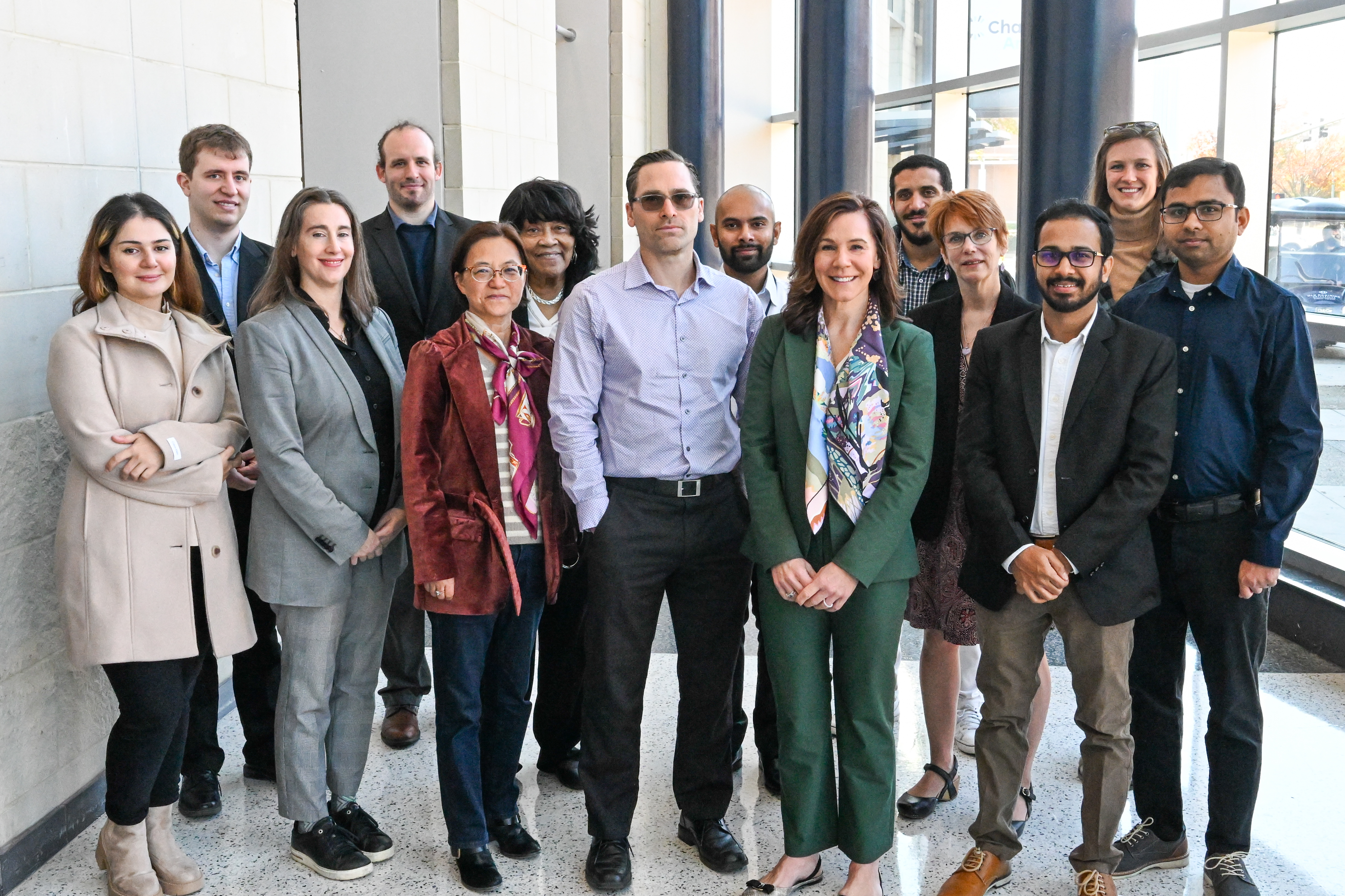 Members of the Joint Institute on Advanced Computing for Environmental Studies pose for a photo inside Chartway Arena at Old Dominion University on Nov. 3, 2023.